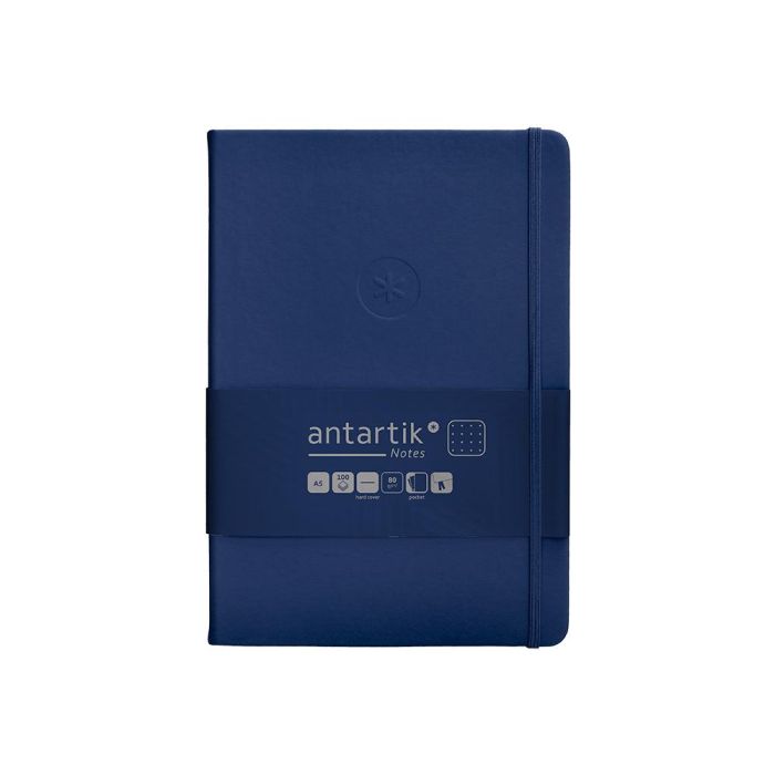 Cuaderno Con Gomilla Antartik Notes Tapa Dura A5 Hojas Puntos Azul Marino 100 Hojas 80 gr Fsc 1