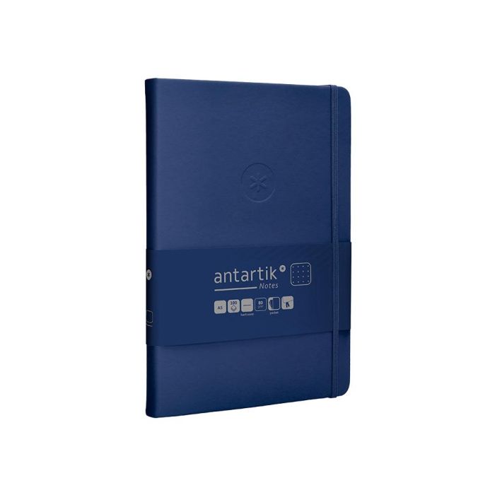 Cuaderno Con Gomilla Antartik Notes Tapa Dura A5 Hojas Puntos Azul Marino 100 Hojas 80 gr Fsc 4