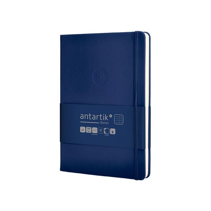 Cuaderno Con Gomilla Antartik Notes Tapa Dura A5 Hojas Cuadricula Azul Marino 100 Hojas 80 gr Fsc 3