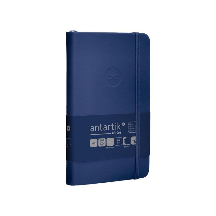 Cuaderno Con Gomilla Antartik Notes Tapa Dura A6 Hojas Cuadricula Azul Marino 100 Hojas 80 gr Fsc 4