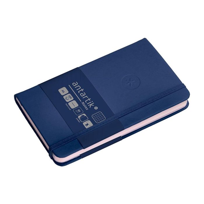 Cuaderno Con Gomilla Antartik Notes Tapa Dura A6 Hojas Cuadricula Azul Marino 100 Hojas 80 gr Fsc 5