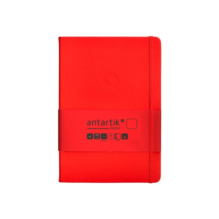 Cuaderno Con Gomilla Antartik Notes Tapa Dura A5 Hojas Lisas Rojo 100 Hojas 80 gr Fsc 1