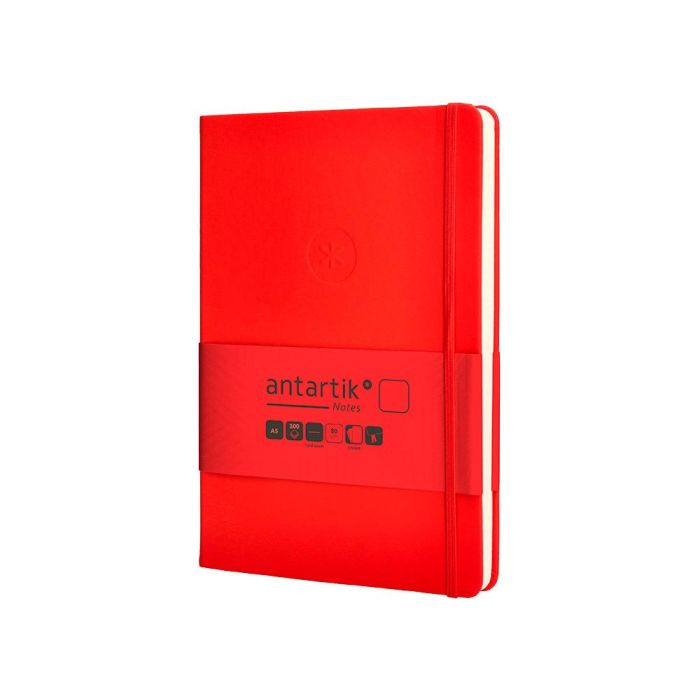 Cuaderno Con Gomilla Antartik Notes Tapa Dura A5 Hojas Lisas Rojo 100 Hojas 80 gr Fsc 3