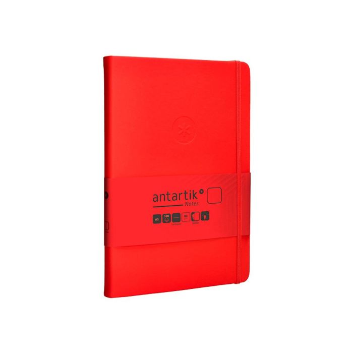 Cuaderno Con Gomilla Antartik Notes Tapa Dura A5 Hojas Lisas Rojo 100 Hojas 80 gr Fsc 4