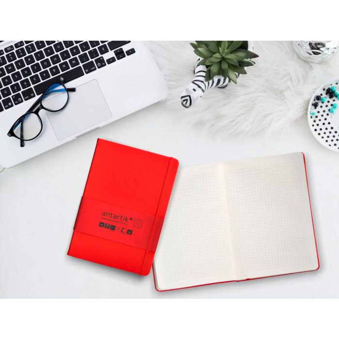 Cuaderno Con Gomilla Antartik Notes Tapa Dura A5 Hojas Cuadricula Rojo 100 Hojas 80 gr Fsc 10