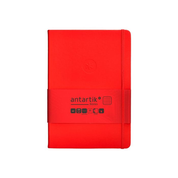 Cuaderno Con Gomilla Antartik Notes Tapa Dura A5 Hojas Cuadricula Rojo 100 Hojas 80 gr Fsc 1