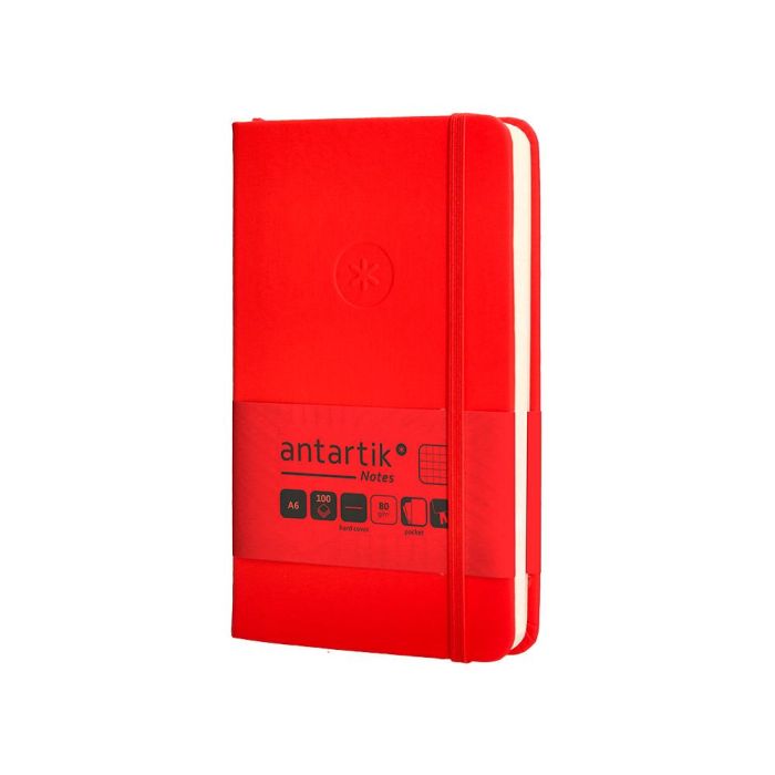 Cuaderno Con Gomilla Antartik Notes Tapa Dura A6 Hojas Cuadricula Rojo 100 Hojas 80 gr Fsc 3