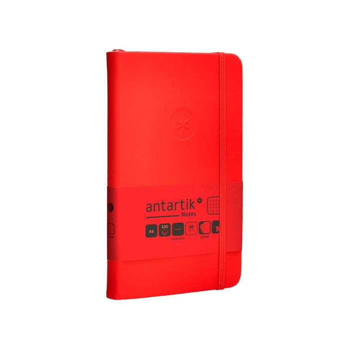 Cuaderno Con Gomilla Antartik Notes Tapa Dura A6 Hojas Cuadricula Rojo 100 Hojas 80 gr Fsc 4