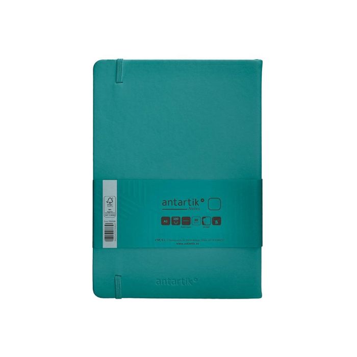 Cuaderno Con Gomilla Antartik Notes Tapa Dura A5 Hojas Lisas Verde Aguamarina 100 Hojas 80 gr Fsc 2