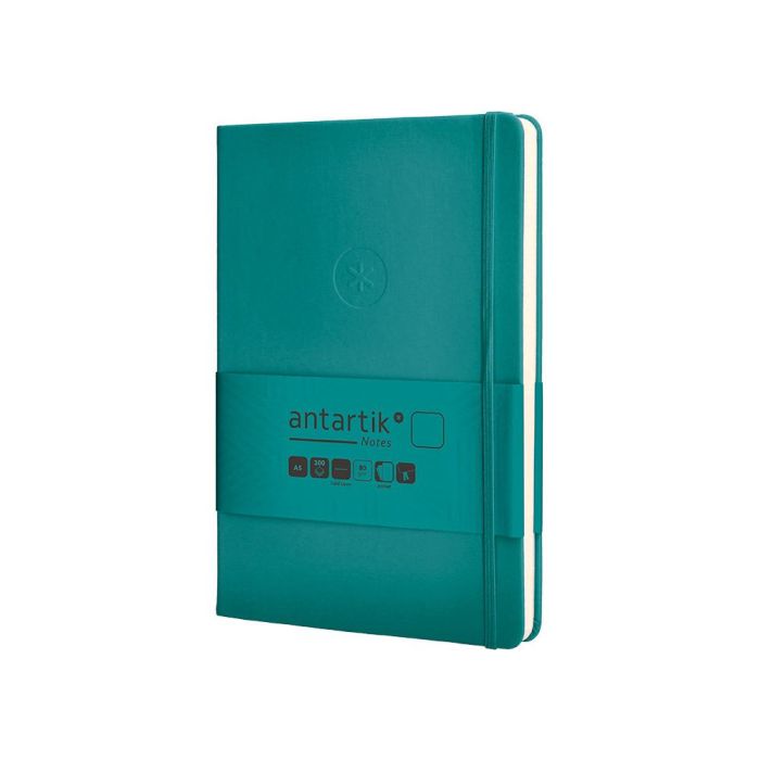 Cuaderno Con Gomilla Antartik Notes Tapa Dura A5 Hojas Lisas Verde Aguamarina 100 Hojas 80 gr Fsc 3