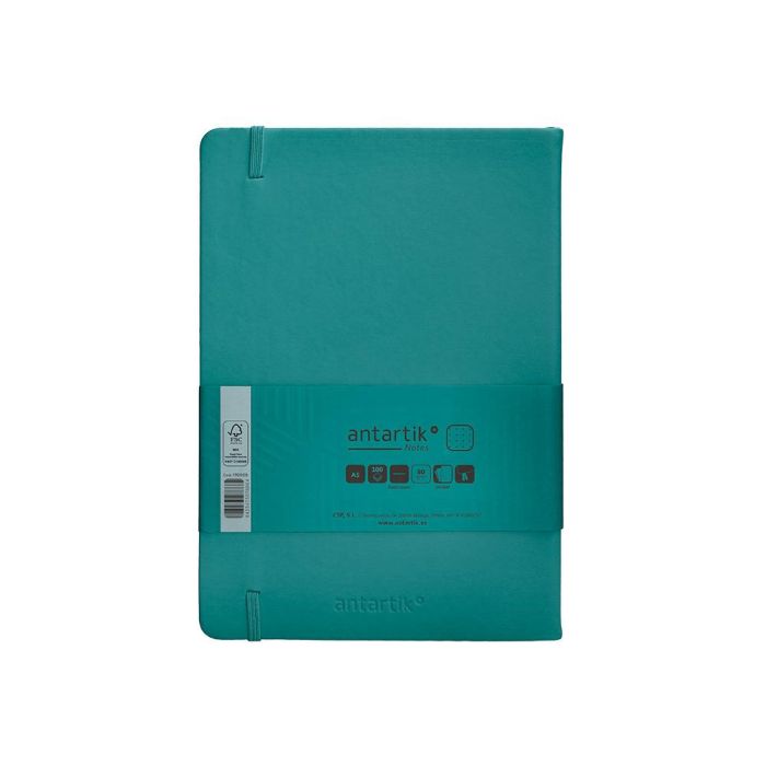 Cuaderno Con Gomilla Antartik Notes Tapa Dura A5 Hojas Puntos Verde Aguamarina 100 Hojas 80 gr Fsc 2