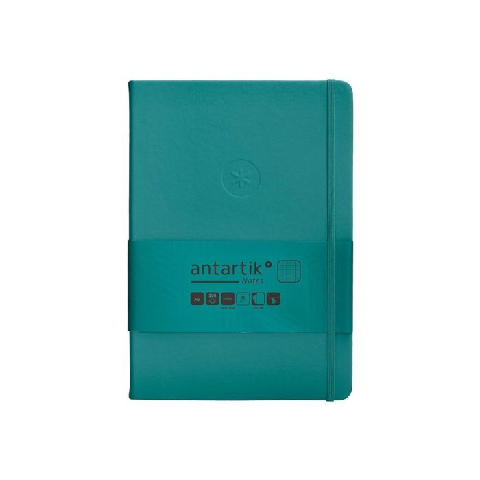 Cuaderno Con Gomilla Antartik Notes Tapa Dura A5 Hojas Cuadricula Verde Aguamarina 100 Hojas 80 gr 1