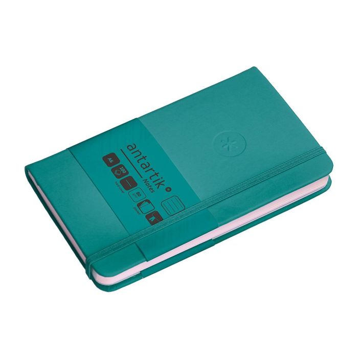 Cuaderno Con Gomilla Antartik Notes Tapa Dura A6 Hojas Rayas Verde Aguamarina 100 Hojas 80 gr Fsc 5