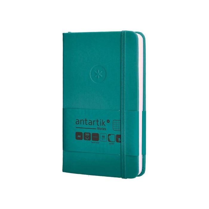 Cuaderno Con Gomilla Antartik Notes Tapa Dura A6 Hojas Cuadricula Verde Aguamarina 100 Hojas 80 gr 3