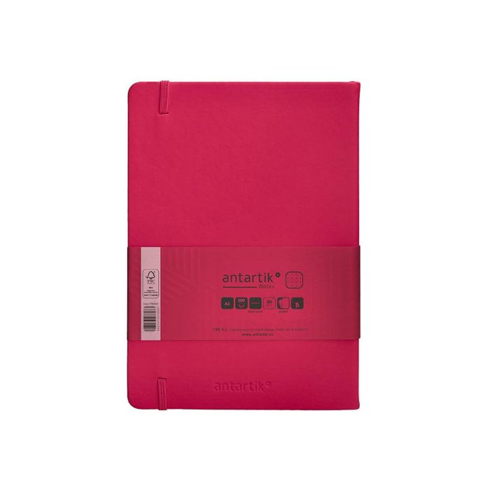 Cuaderno Con Gomilla Antartik Notes Tapa Dura A5 Hojas Puntos Burdeos 100 Hojas 80 gr Fsc 2