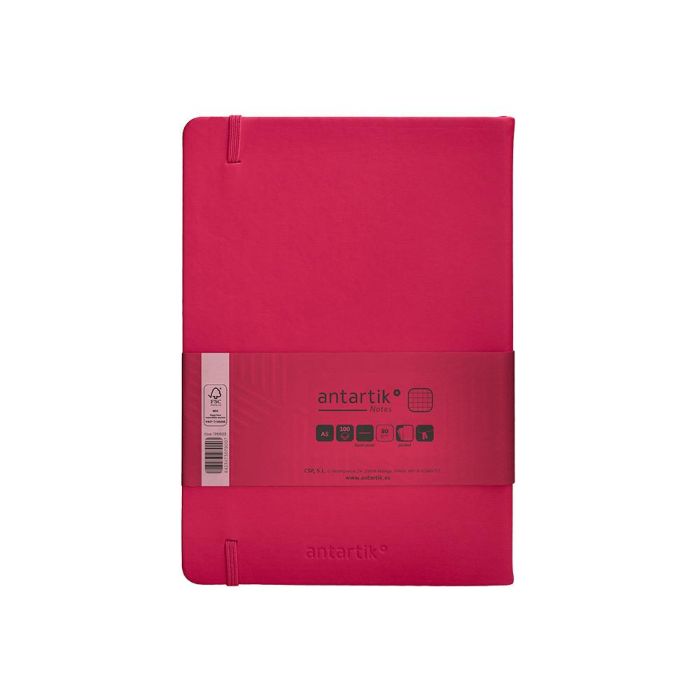 Cuaderno Con Gomilla Antartik Notes Tapa Dura A5 Hojas Cuadricula Burdeos 100 Hojas 80 gr Fsc 2