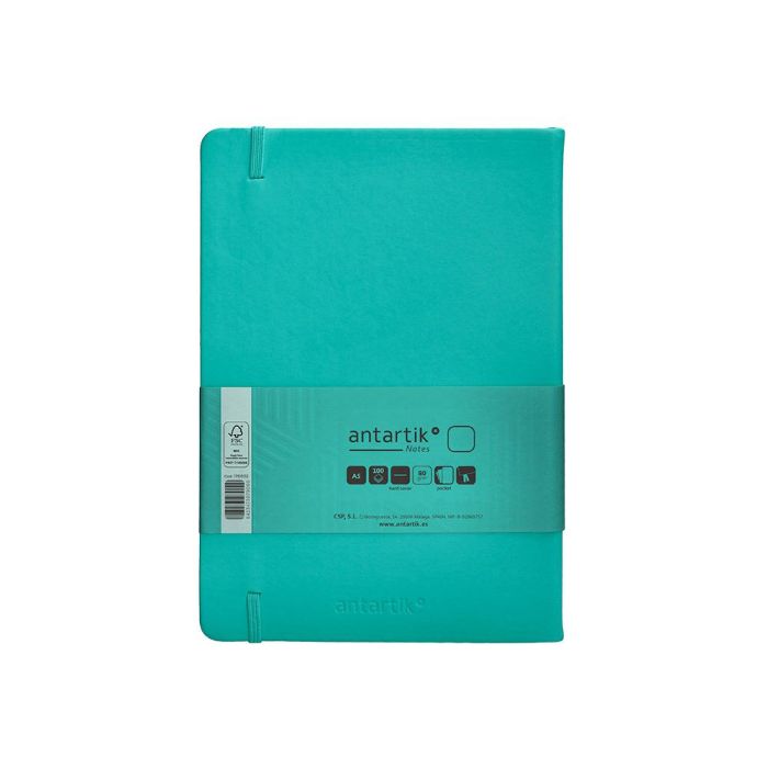 Cuaderno Con Gomilla Antartik Notes Tapa Dura A5 Hojas Lisas Turquesa 100 Hojas 80 gr Fsc 2