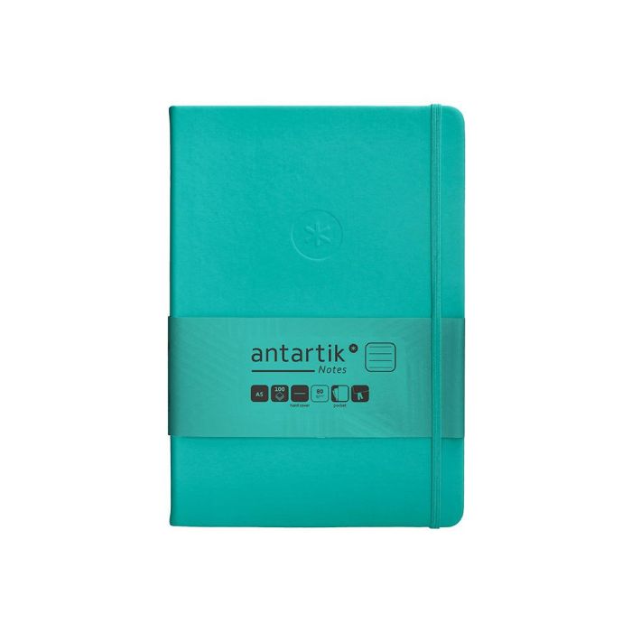 Cuaderno Con Gomilla Antartik Notes Tapa Dura A5 Hojas Rayas Turquesa 100 Hojas 80 gr Fsc 1