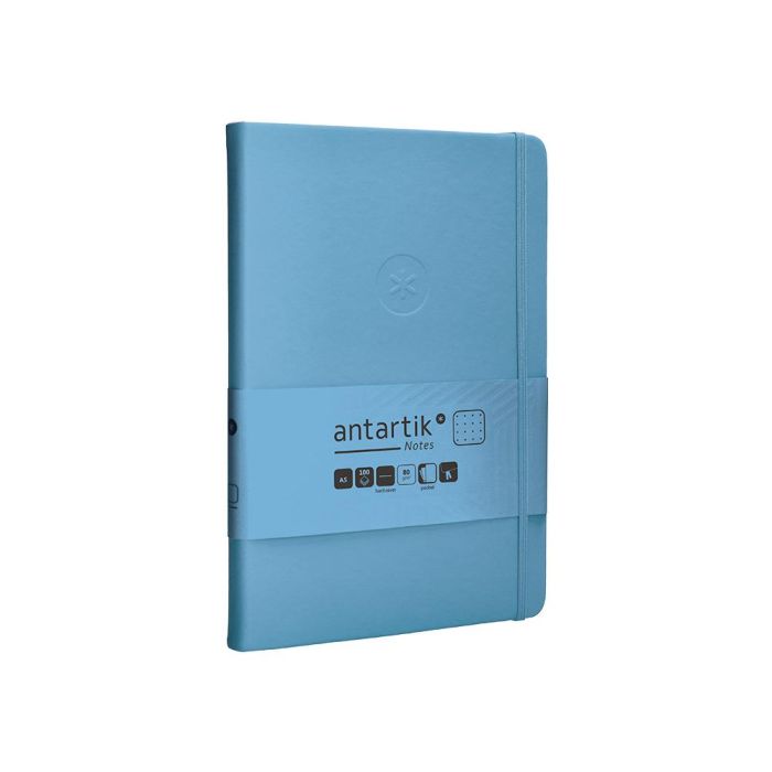 Cuaderno Con Gomilla Antartik Notes Tapa Dura A5 Hojas Puntos Azul Claro 100 Hojas 80 gr Fsc 4