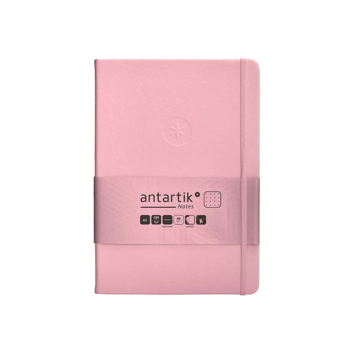 Cuaderno Con Gomilla Antartik Notes Tapa Dura A5 Hojas Puntos Rosa Pastel 100 Hojas 80 gr Fsc 1