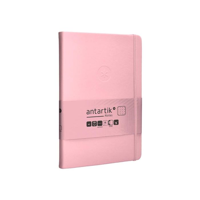 Cuaderno Con Gomilla Antartik Notes Tapa Dura A5 Hojas Puntos Rosa Pastel 100 Hojas 80 gr Fsc 4