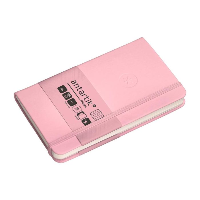 Cuaderno Con Gomilla Antartik Notes Tapa Dura A6 Hojas Cuadricula Rosa Pastel 100 Hojas 80 gr Fsc 5