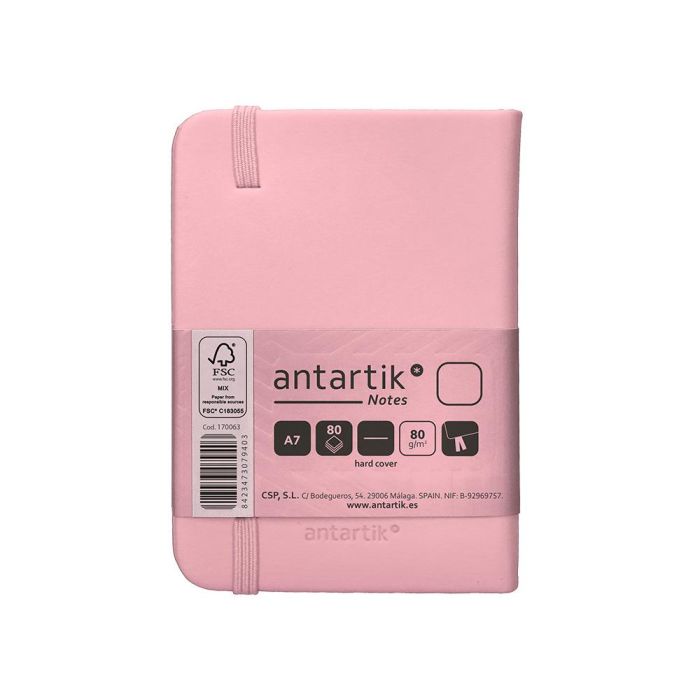 Cuaderno Con Gomilla Antartik Notes Tapa Dura A7 Hojas Lisas Rosa Pastel 80 Hojas 80 gr Fsc 3