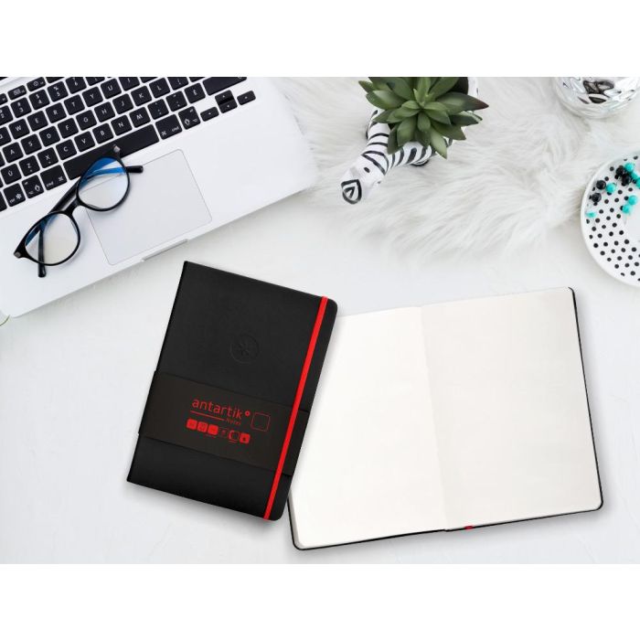 Cuaderno Con Gomilla Antartik Notes Tapa Dura A5 Hojas Lisas Negro Y Rojo 100 Hojas 80 gr Fsc 10