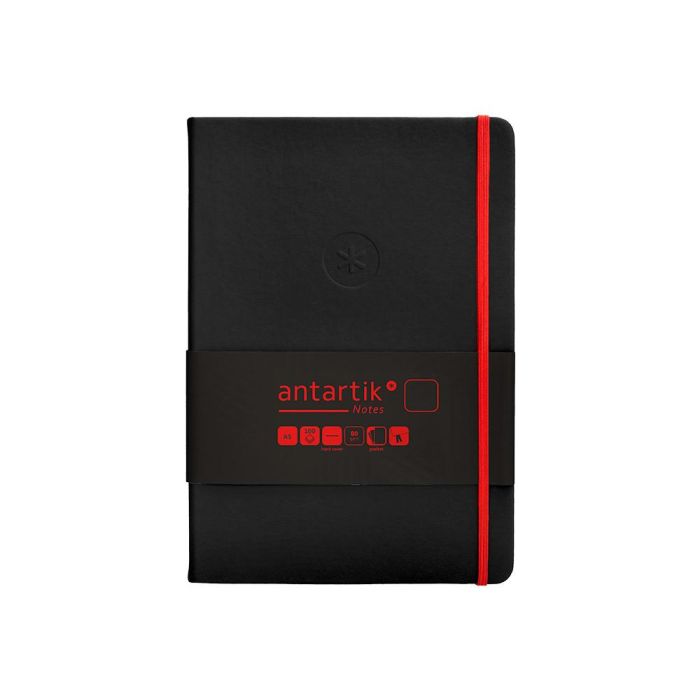 Cuaderno Con Gomilla Antartik Notes Tapa Dura A5 Hojas Lisas Negro Y Rojo 100 Hojas 80 gr Fsc 1