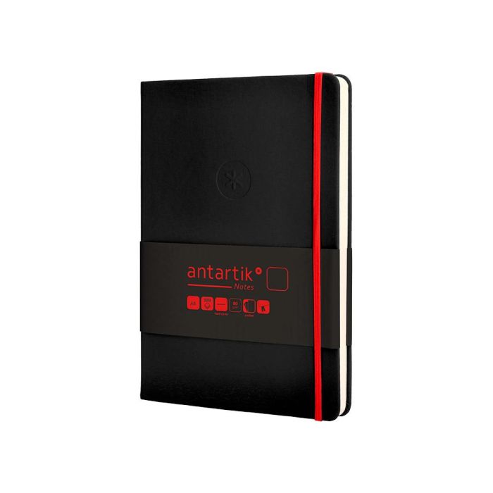 Cuaderno Con Gomilla Antartik Notes Tapa Dura A5 Hojas Lisas Negro Y Rojo 100 Hojas 80 gr Fsc 3