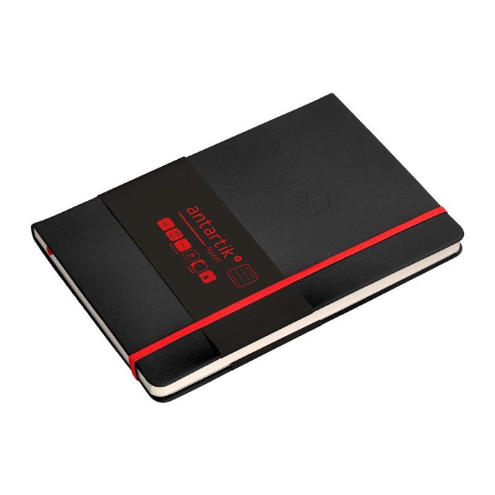 Cuaderno Con Gomilla Antartik Notes Tapa Dura A5 Hojas Rayas Negro Y Rojo 100 Hojas 80 gr Fsc 5