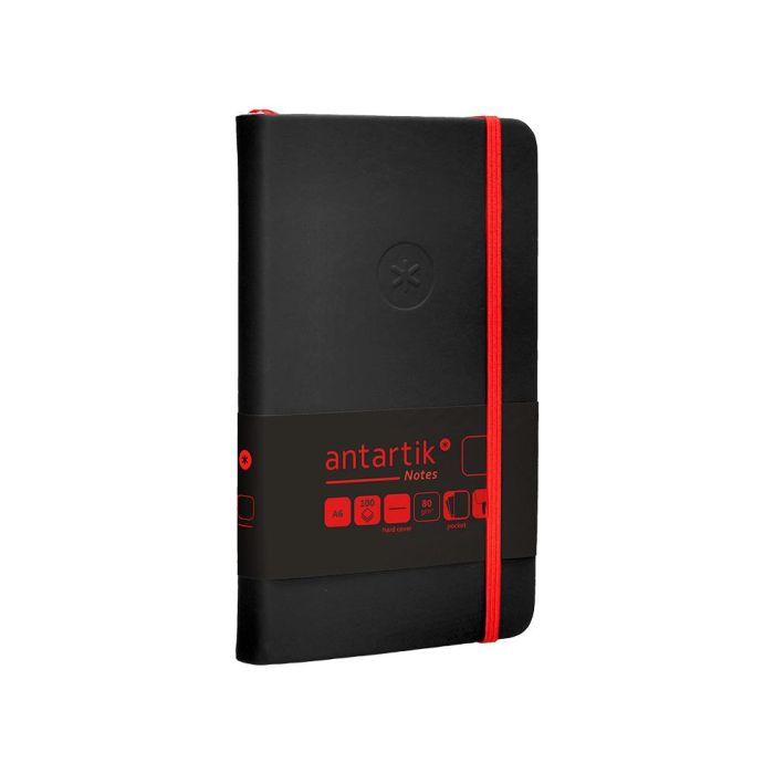 Cuaderno Con Gomilla Antartik Notes Tapa Dura A6 Hojas Lisas Negro Y Rojo 100 Hojas 80 gr Fsc 4