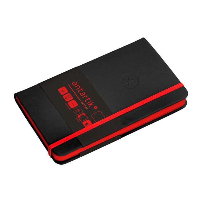 Cuaderno Con Gomilla Antartik Notes Tapa Dura A6 Hojas Lisas Negro Y Rojo 100 Hojas 80 gr Fsc 5