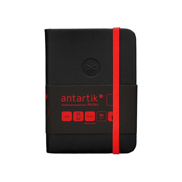 Cuaderno Con Gomilla Antartik Notes Tapa Dura A7 Hojas Lisas Negro Y Rojo 80 Hojas 80 gr Fsc 2