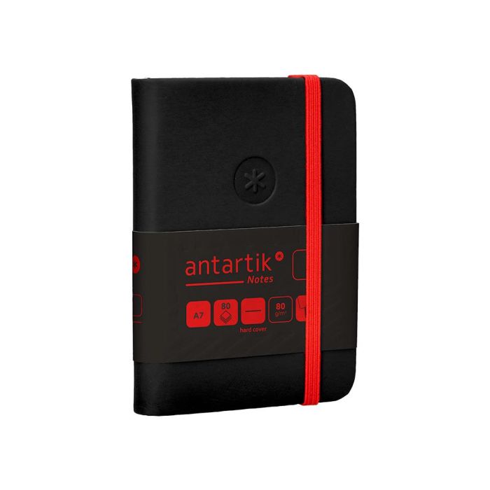 Cuaderno Con Gomilla Antartik Notes Tapa Dura A7 Hojas Lisas Negro Y Rojo 80 Hojas 80 gr Fsc 5