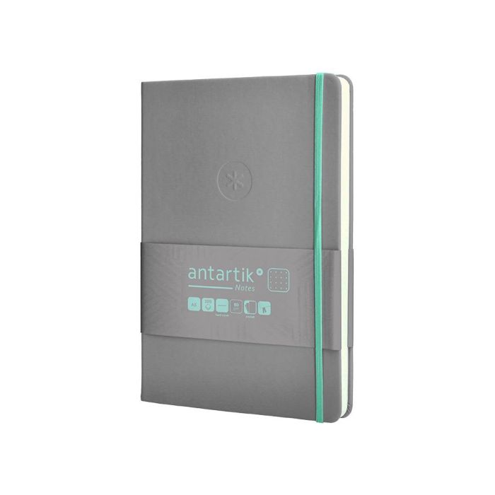 Cuaderno Con Gomilla Antartik Notes Tapa Dura A5 Hojas Puntos Gris Y Turquesa 100 Hojas 80 gr Fsc 3