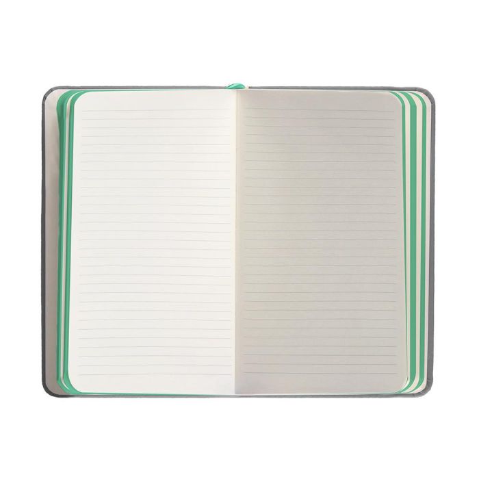 Cuaderno Con Gomilla Antartik Notes Tapa Dura A6 Hojas Rayas Gris Y Turquesa 100 Hojas 80 gr Fsc 7