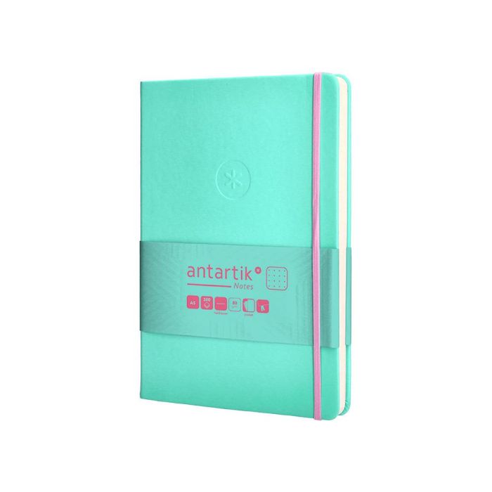 Cuaderno Con Gomilla Antartik Notes Tapa Dura A5 Hojas Puntos Rosa Y Turquesa 100 Hojas 80 gr Fsc 3