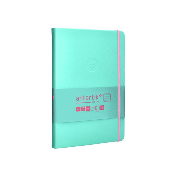 Cuaderno Con Gomilla Antartik Notes Tapa Dura A5 Hojas Cuadricula Rosa Y Turquesa 100 Hojas 80 gr Fsc 4