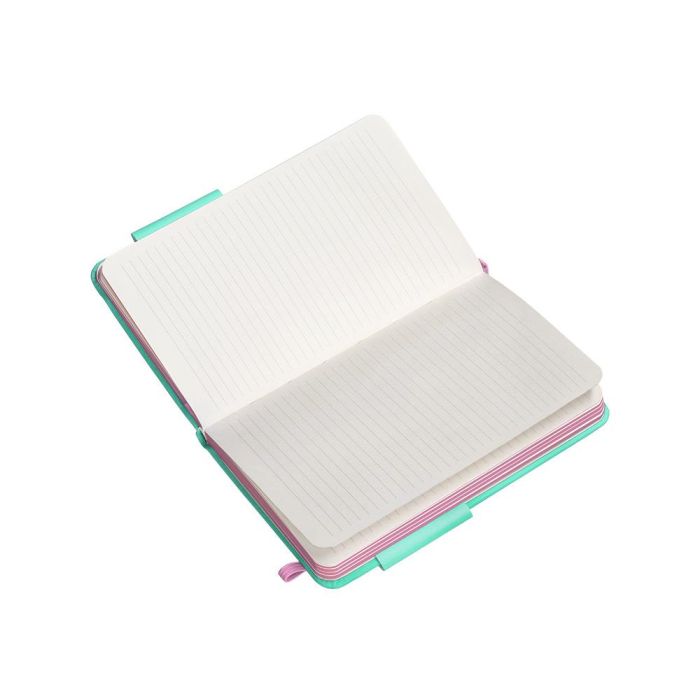 Cuaderno Con Gomilla Antartik Notes Tapa Dura A6 Hojas Rayas Rosa Y Turquesa 100 Hojas 80 gr Fsc 8