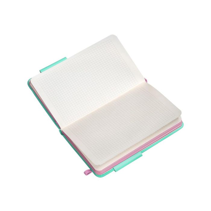 Cuaderno Con Gomilla Antartik Notes Tapa Dura A6 Hojas Cuadricula Rosa Y Turquesa 100 Hojas 80 gr Fsc 8