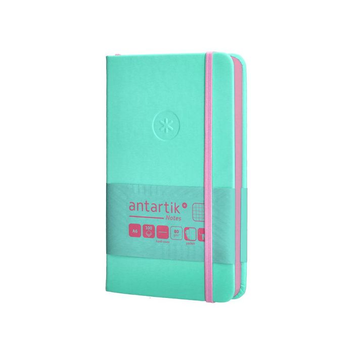 Cuaderno Con Gomilla Antartik Notes Tapa Dura A6 Hojas Cuadricula Rosa Y Turquesa 100 Hojas 80 gr Fsc 3