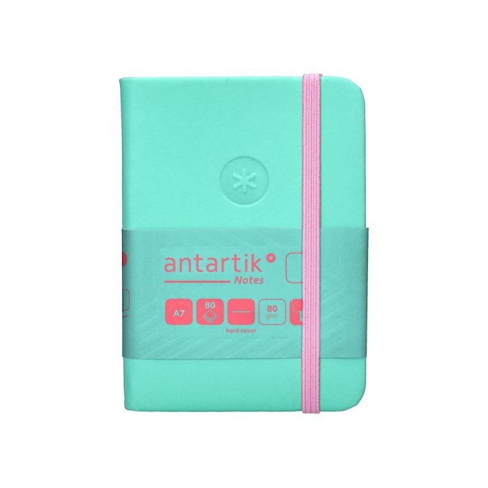 Cuaderno Con Gomilla Antartik Notes Tapa Dura A7 Hojas Lisas Rosa Y Turquesa 80 Hojas 80 gr Fsc 2