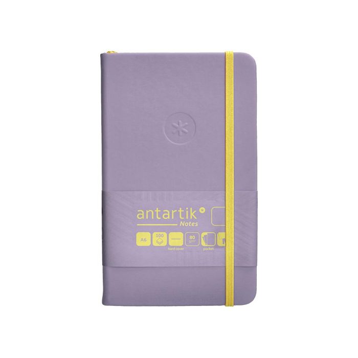 Cuaderno Con Gomilla Antartik Notes Tapa Dura A6 Hojas Lisas Morado Y Amarillo 100 Hojas 80 gr Fsc 1