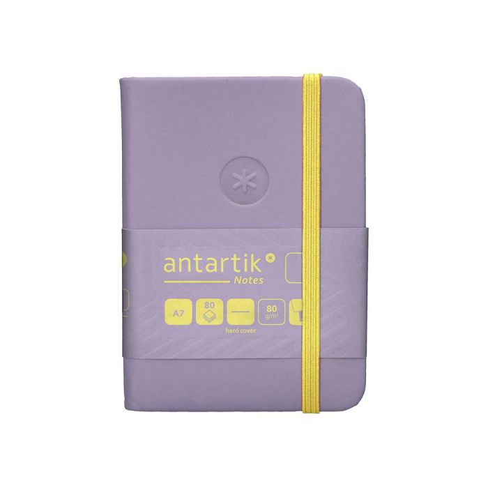 Cuaderno Con Gomilla Antartik Notes Tapa Dura A7 Hojas Lisas Morado Y Amarillo 80 Hojas 80 gr Fsc 2