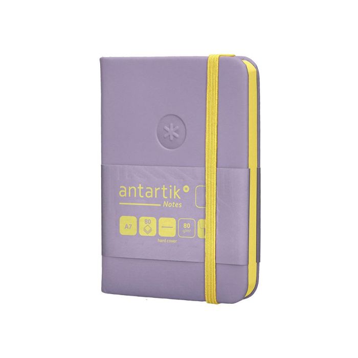 Cuaderno Con Gomilla Antartik Notes Tapa Dura A7 Hojas Lisas Morado Y Amarillo 80 Hojas 80 gr Fsc 4