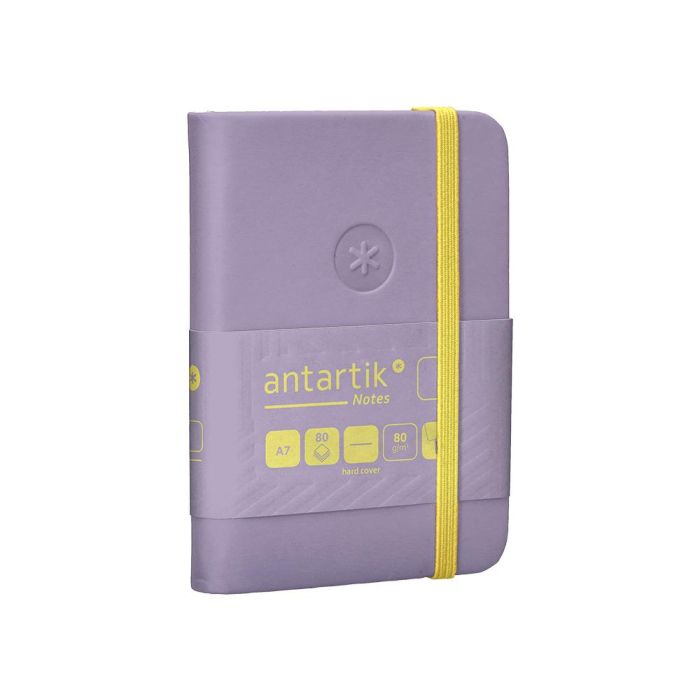 Cuaderno Con Gomilla Antartik Notes Tapa Dura A7 Hojas Lisas Morado Y Amarillo 80 Hojas 80 gr Fsc 5