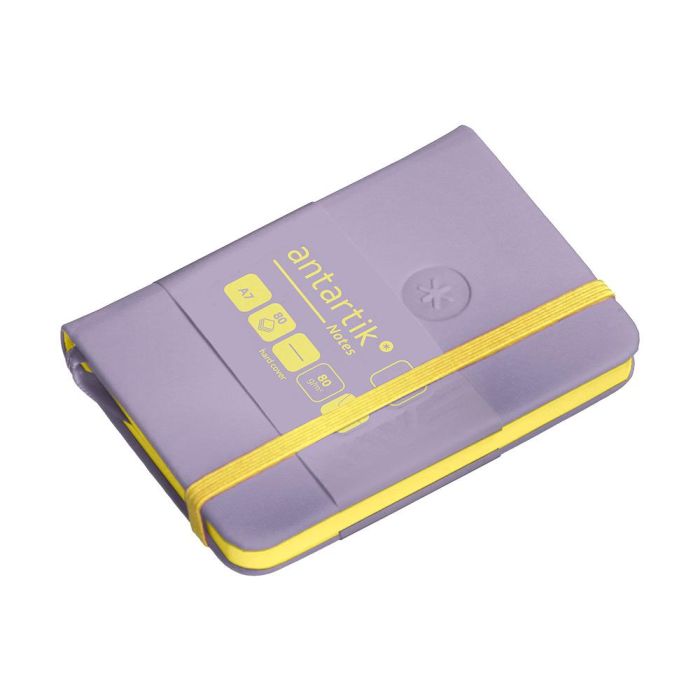 Cuaderno Con Gomilla Antartik Notes Tapa Dura A7 Hojas Lisas Morado Y Amarillo 80 Hojas 80 gr Fsc 6