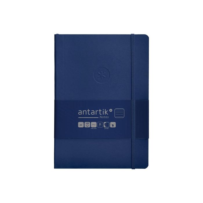 Cuaderno Con Gomilla Antartik Notes Tapa Blanda A5 Hojas Rayas Azul Marino 80 Hojas 80 gr Fsc 1