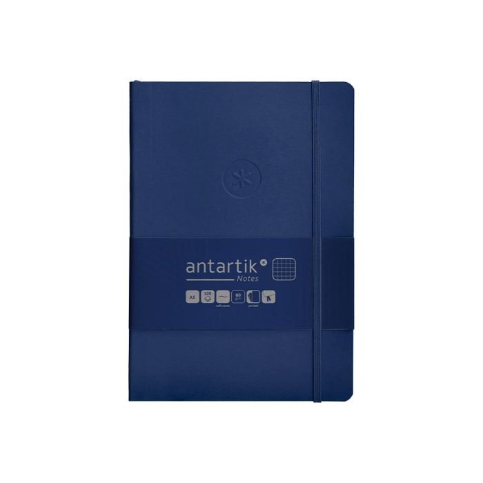 Cuaderno Con Gomilla Antartik Notes Tapa Blanda A5 Hojas Cuadricula Azul Marino 80 Hojas 80 gr Fsc 1